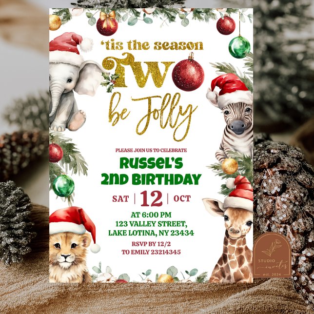Christmas Safari 2nd Birthday Invitation (Creator Uploaded)