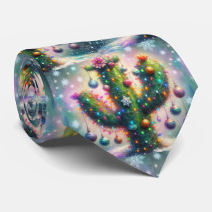 Christmas Saguaro Cactus Whimsical Desert Tie