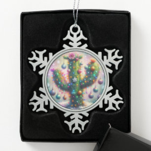 Christmas Saguaro Cactus Whimsical Snowflakes  Snowflake Pewter Christmas Ornament