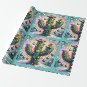 Christmas Saguaro Cactus Whimsical Snowflakes  Wrapping Paper