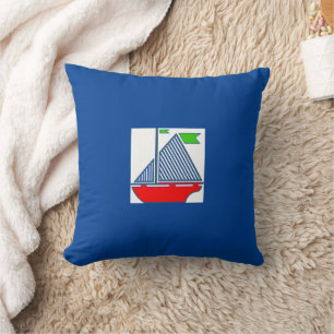 Christmas Sailboat Throw Pillow