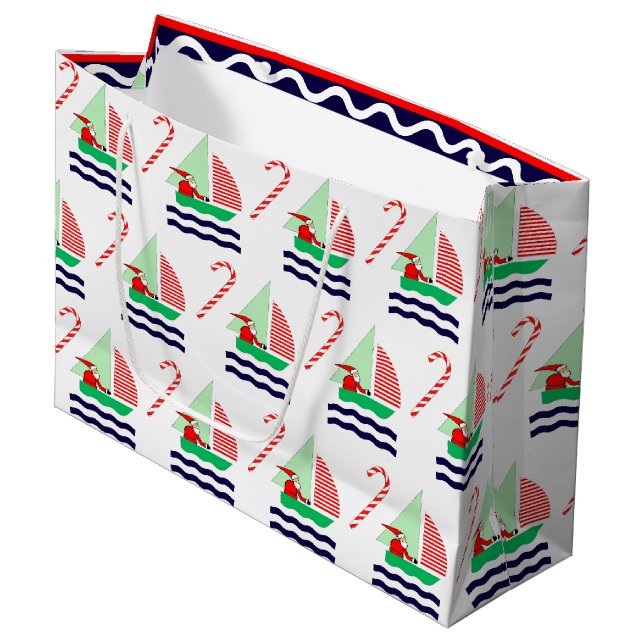 Christmas Sailing Nautical Large Gift Bag (Front Angled)