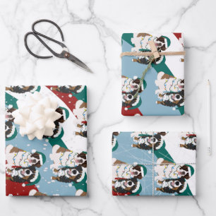 Christmas Saint Bernard and Bernese Mountain Dog Wrapping Paper Sheet