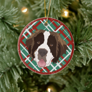 Christmas Saint Bernard Ceramic Ornament
