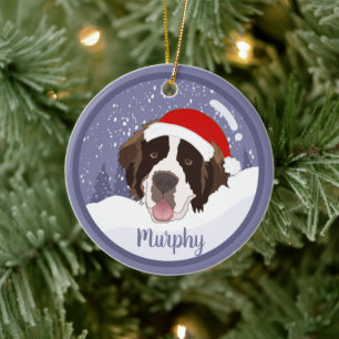Christmas Saint Bernard Ceramic Ornament