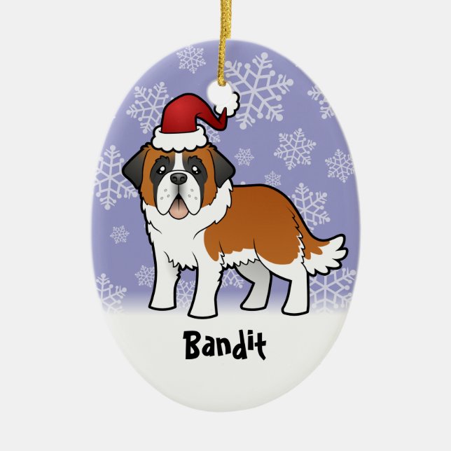 Christmas Saint Bernard Ceramic Ornament (Front)