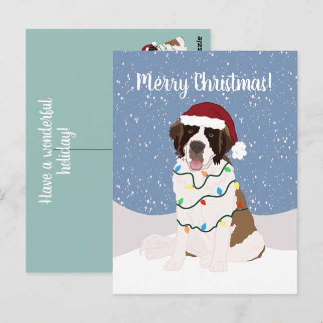 Christmas Saint Bernard  Postcard (Front/Back)