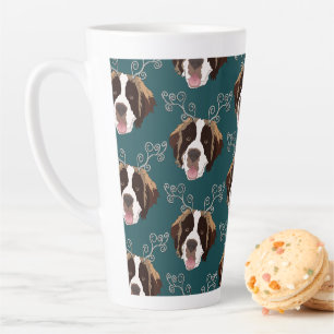 Christmas Saint Bernard Reindeer Latte Mug