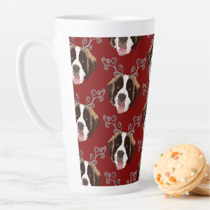 Christmas Saint Bernard Reindeer Latte Mug