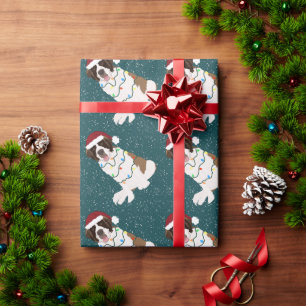Christmas Saint Bernard  Wrapping Paper