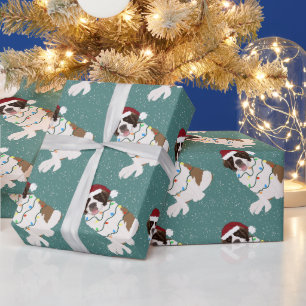 Christmas Saint Bernard Wrapping Paper