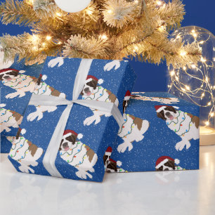 Christmas Saint Bernard  Wrapping Paper