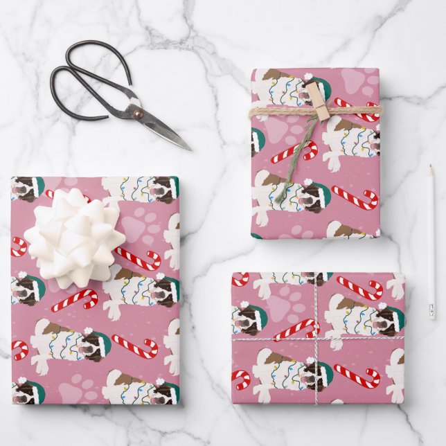 Christmas Saint Bernard  Wrapping Paper Sheet (Front)