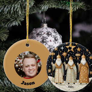 Christmas Saints Custom Name & Photo Ceramic Ornament