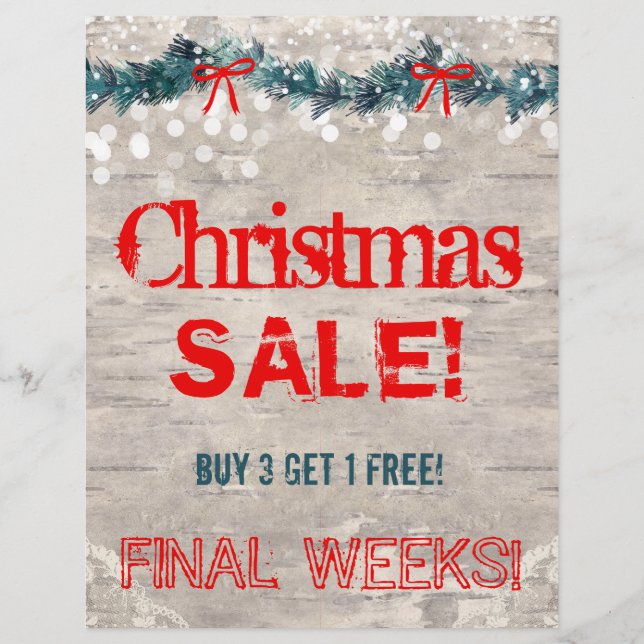 Christmas Sale Flyer Bark Wood Yuletide (Front)
