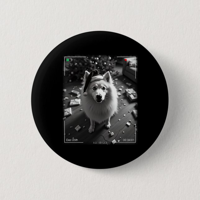 Christmas Samoyed Caught On Camera  2 Inch Round Button (Front)