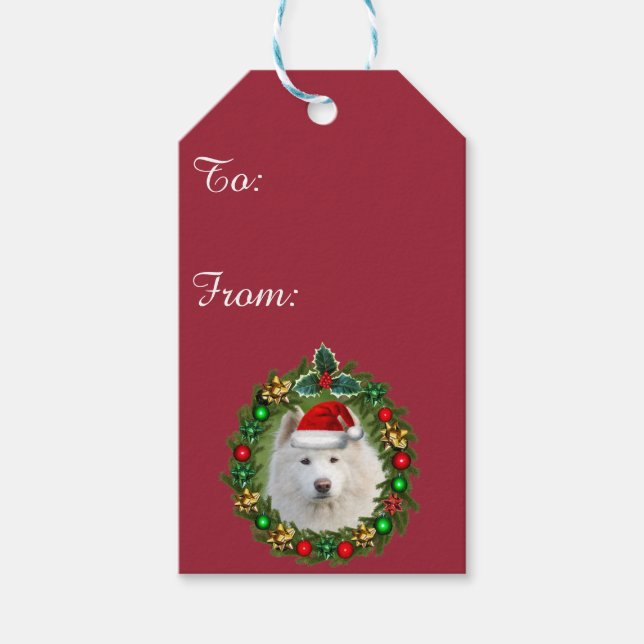 Christmas Samoyed dog gift tags (Front)