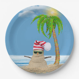 Christmas Sand Man Paper Plate