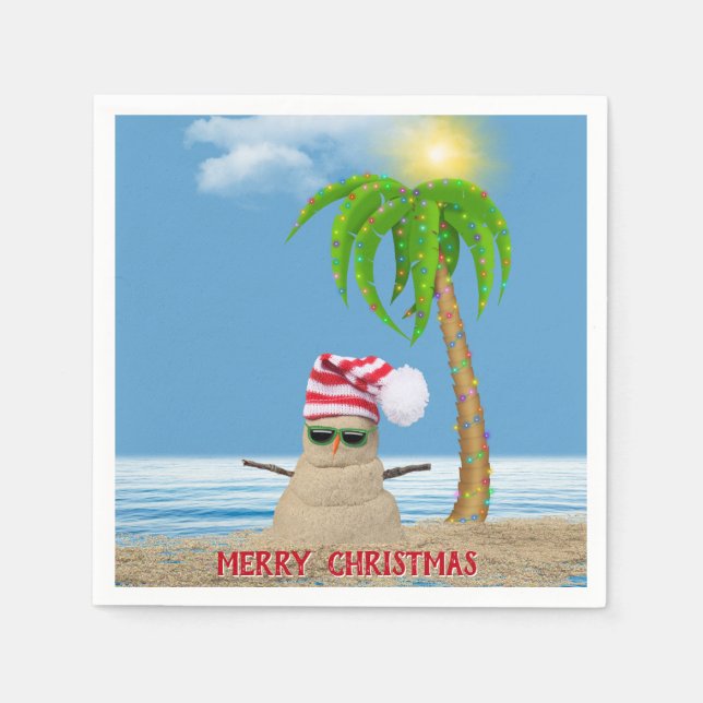 Christmas Sand Man Paper Plate Napkins (Front)