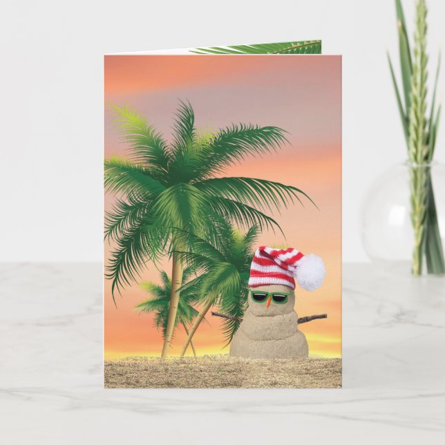 Christmas Sand Man with Palm Trees  Card (Front)