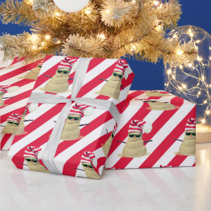 Christmas Sandman On Stripes Wrapping Paper