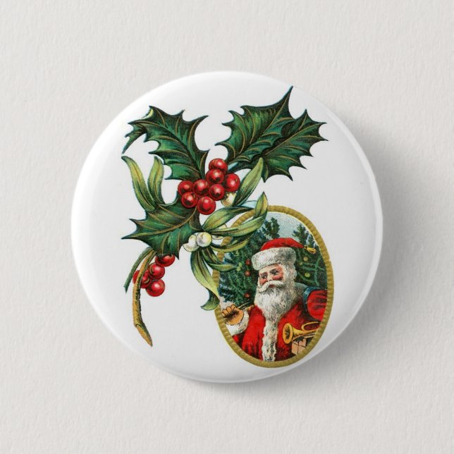 Christmas Santa 2 Inch Round Button (Front)