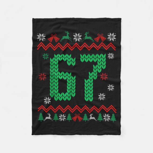 Christmas Santa 67 Six Seven Meme Ugly Sweater  Fleece Blanket (Front)