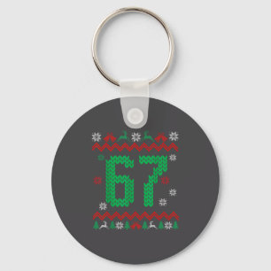 Christmas Santa 67 Six Seven Meme Ugly Sweater  Keychain