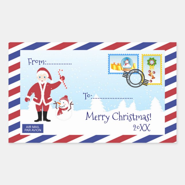 Christmas Santa Air mail envelope  Sticker (Front)