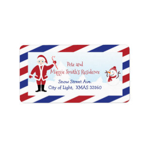 Christmas Santa Air Mail Return Address Label