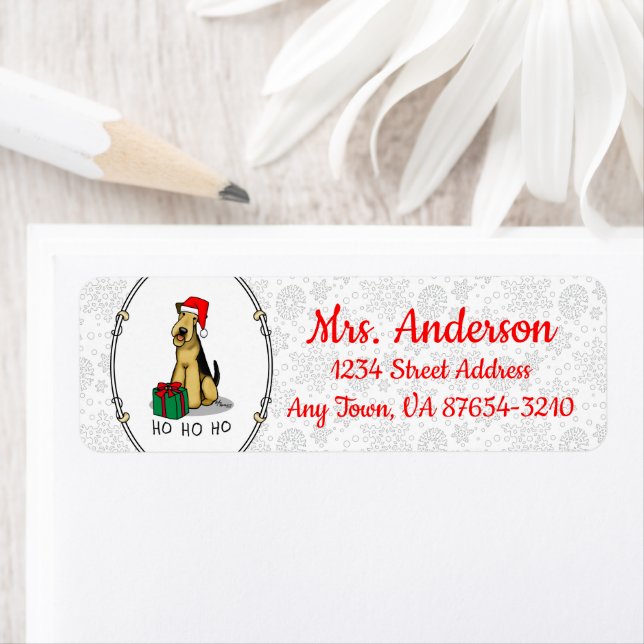 Christmas Santa Airedale Terrier HO HO HO Cute (Insitu)