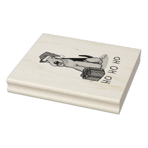 Christmas Santa Airedale Terrier HO HO HO Cute Rubber Stamp