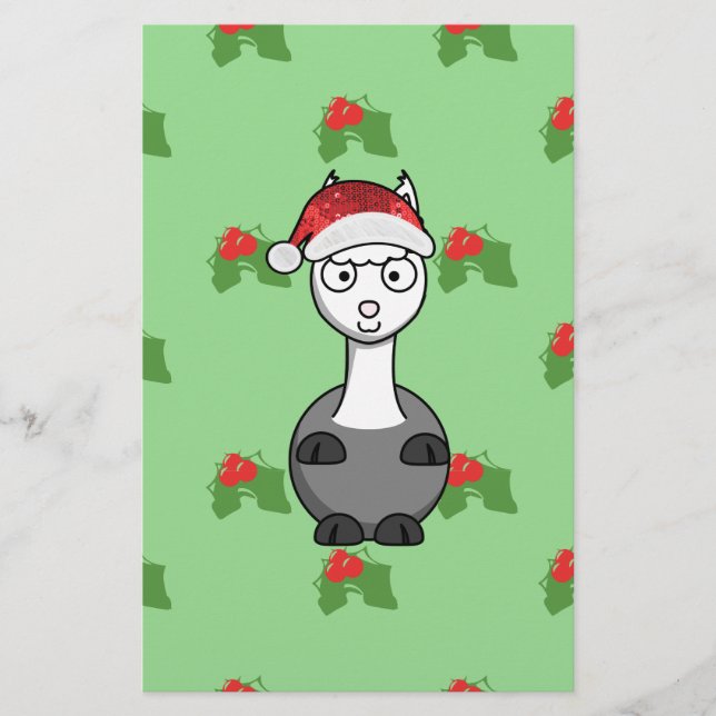 christmas santa Alpaca Stationery (Front)