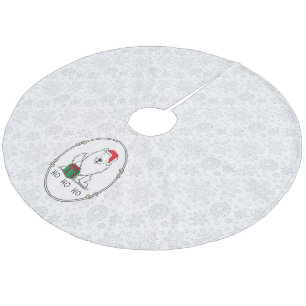 Christmas Santa American Eskimo Dog HO HO HO Cute Fleece Tree Skirt