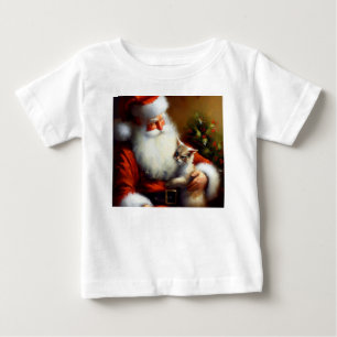 Christmas Santa and a Cat 3 Baby T-Shirt