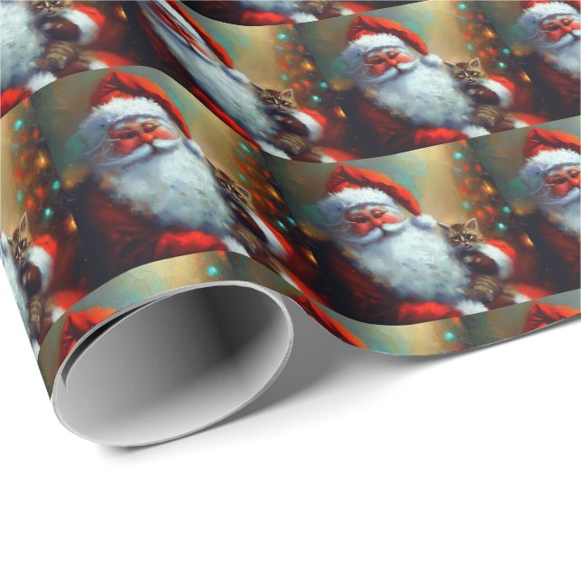Christmas Santa and a Cat 4 Wrapping Paper (Roll Corner)