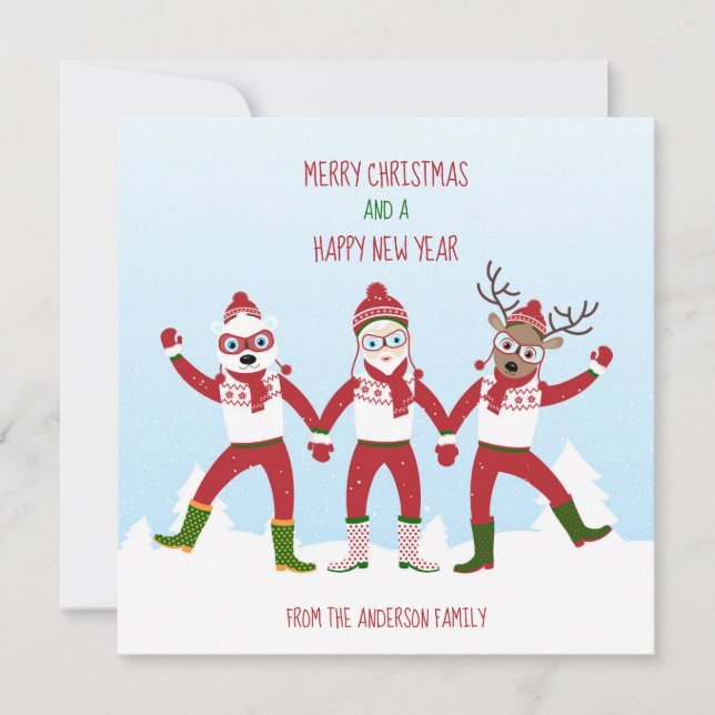 Christmas Santa and friends Holiday Card (Front)