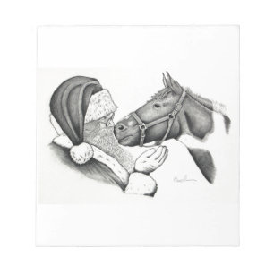 Christmas Santa and Paint Horse Notepad