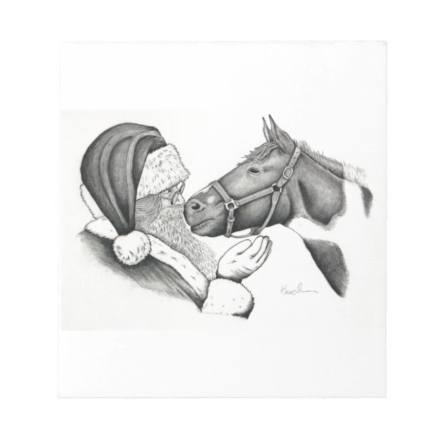 Christmas Santa and Paint Horse Notepad (Front)