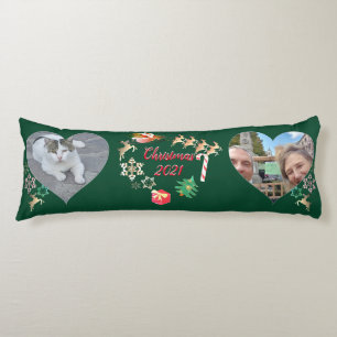 Christmas Santa and Reindeer 2 Photos   Body Pillow