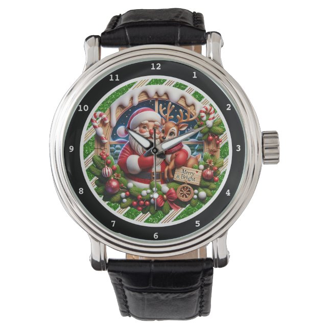 Christmas Santa and Reindeer Bright  Watch (Front)