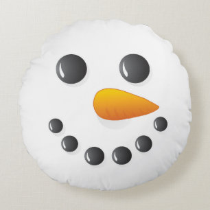 Christmas Santa and Snowman double sided Round Pillow