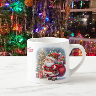 Christmas Santa and Tree Custom Name Childs Cup