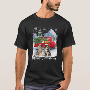 Christmas Santa Australian Shepherd Red Truck Xmas T-Shirt