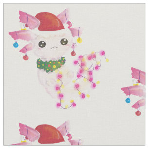 christmas santa axolotl fabric
