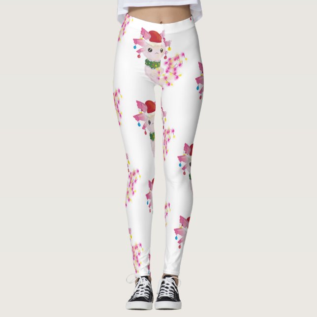 christmas santa axolotl leggings (Front)