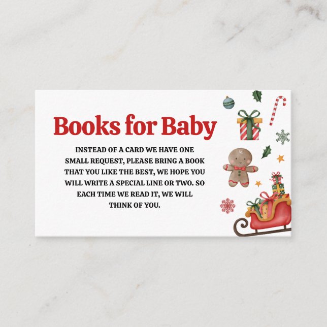 Christmas Santa Baby Baby Shower Books for Baby Enclosure Card (Front)