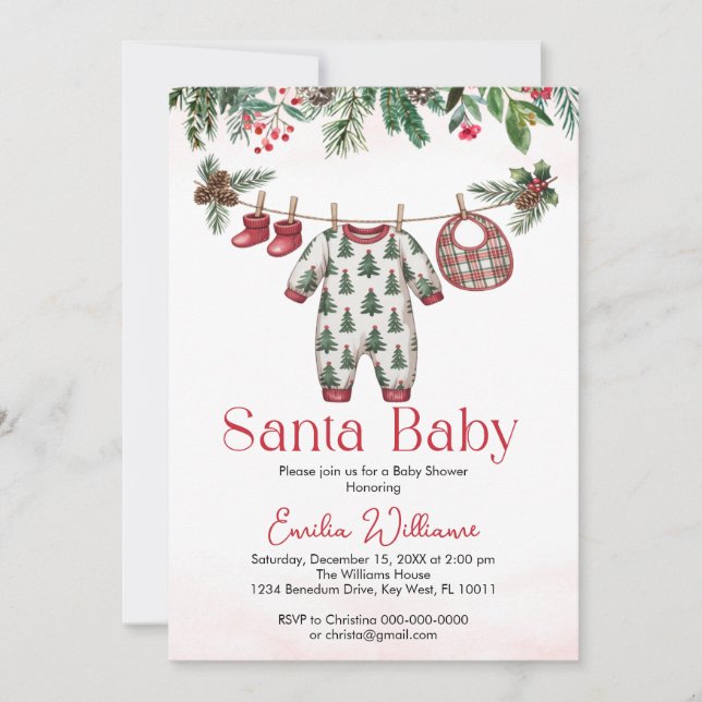 christmas santa baby Boy baby shower invitation (Front)