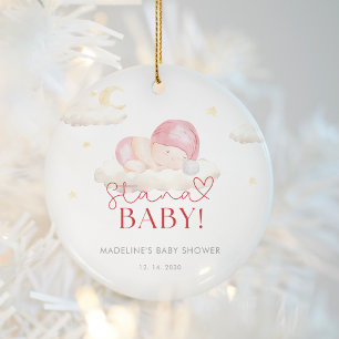 Christmas Santa Baby Girl Shower Ceramic Ornament