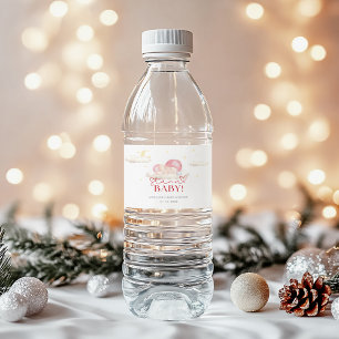 Christmas Santa Baby Girl Shower Water Bottle Label
